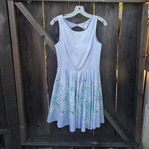 Icy Blue Floral Dress Size 6 Princess Feminine Girly Easter Wedding Guest Retro